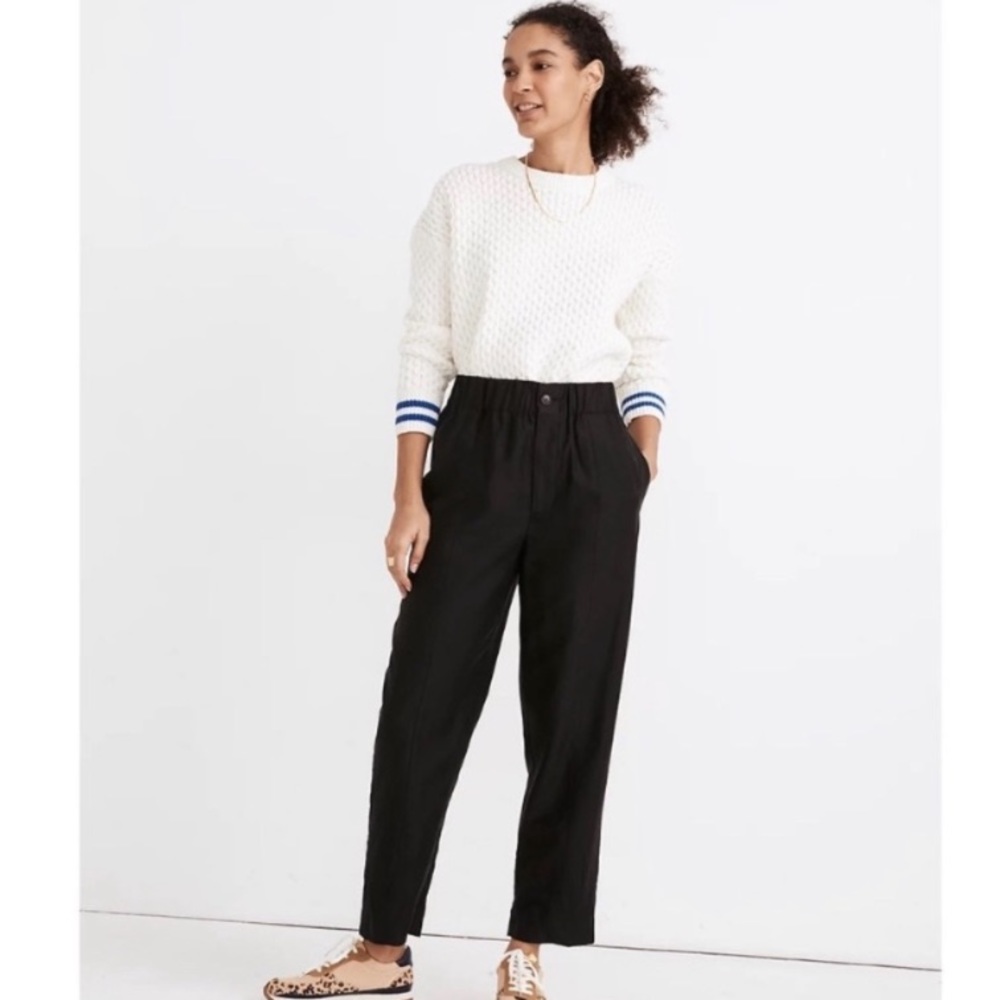 Madewell Tapered Huston Pull-On Crop Pants Black XXS